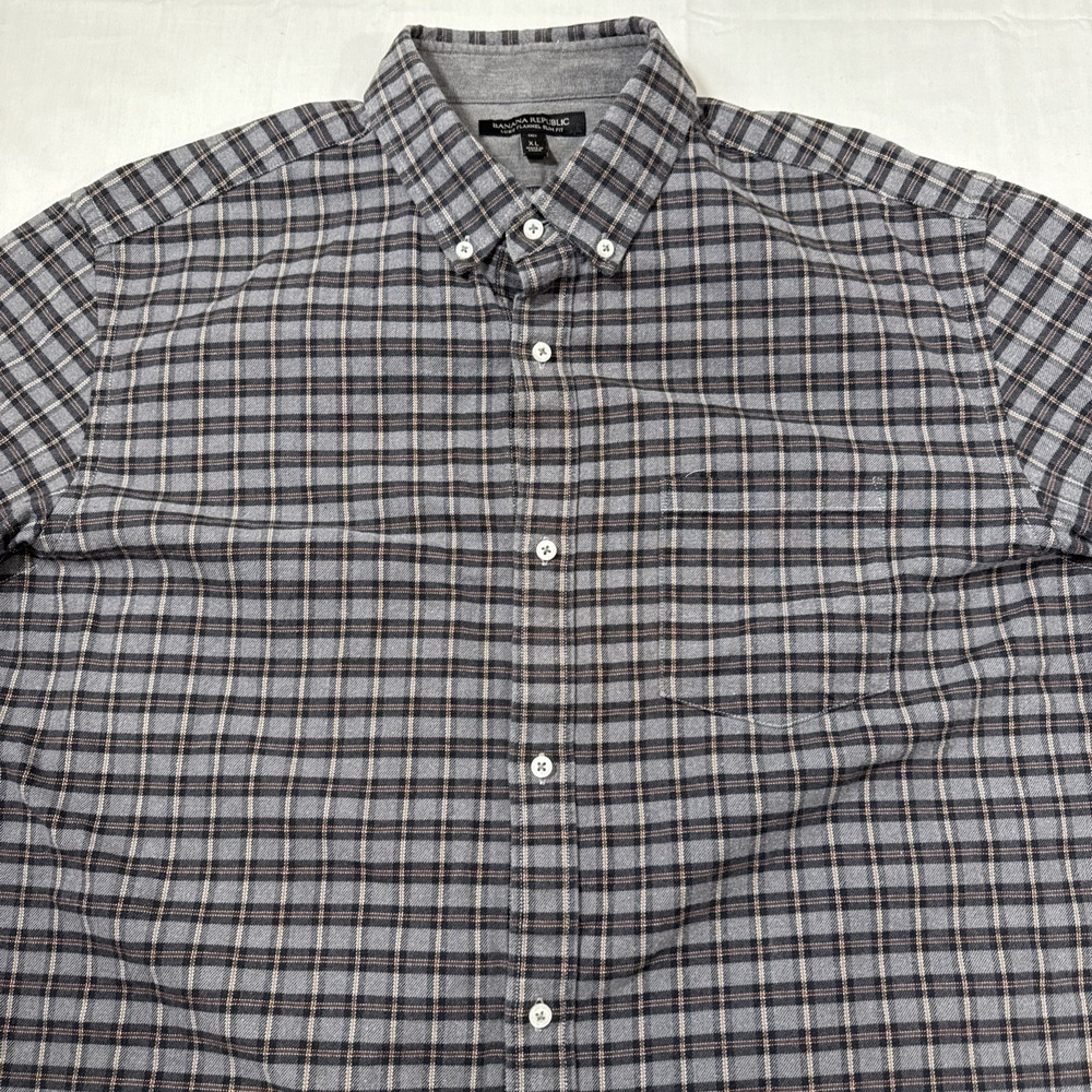 FLANNEL SHIRT MENS XL TALL Banana Republic Luxe Slim Fit Shirt